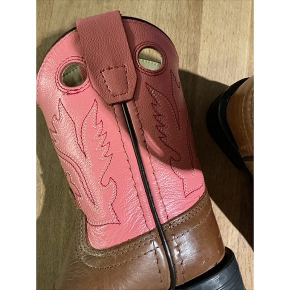 Old West CW2552Y Cowboy Boots Leather Upper Pink & Brown Toddler size US 4.5 - Picture 13 of 15